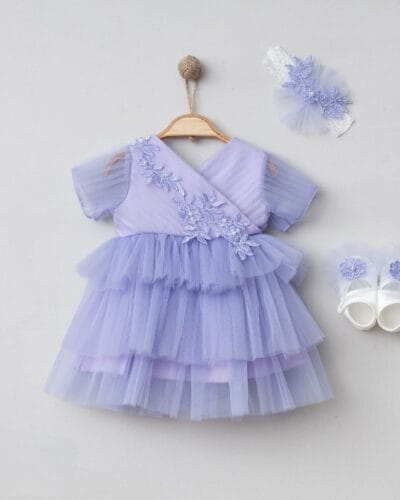 Pugi Baby Kız Bebek Pliseli Mevlüt Takımı