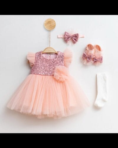 Pugi Baby Kız Bebek Rose Payetli Mevlüt Takımı