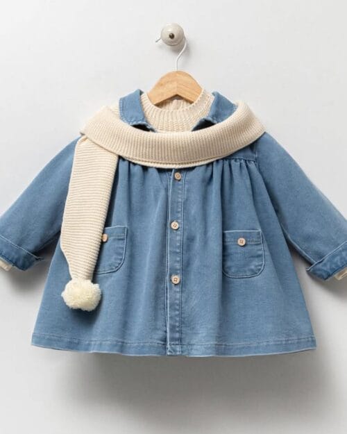 Noynoy Bebe Basılı kot jile atkılı 3'lu takım
