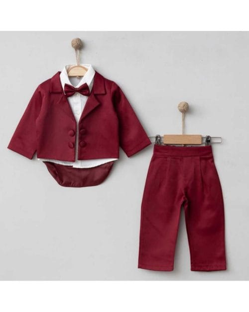 Bordo Ceketli Smokin Takımı