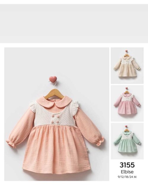 Çilek Bebe %100 Pamuk Dantelli Müslin Elbise