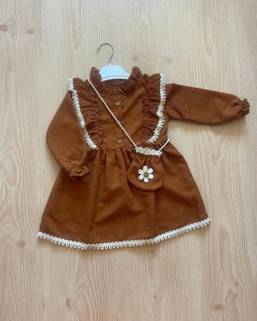 Çilek Bebe Kız Bebek Çantalı Elbise