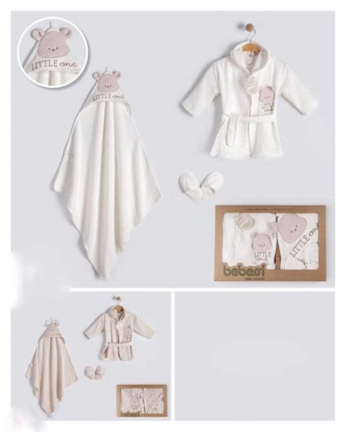 Erkek Bebek Little Bear Kutulu Bornoz Set