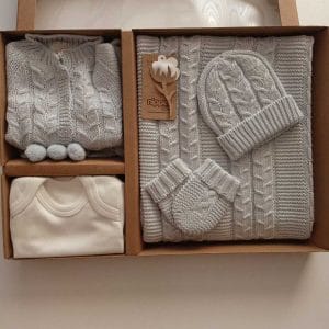%100 Pamuk Mısır Örgülü 5'li Hastane Çıkış Set