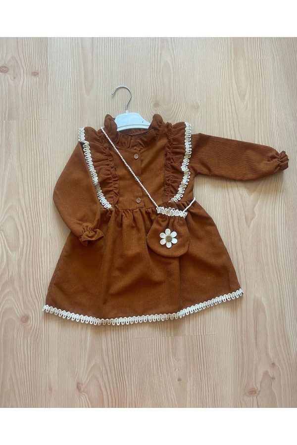 Çilek Bebe Kız Bebek Çantalı Elbise