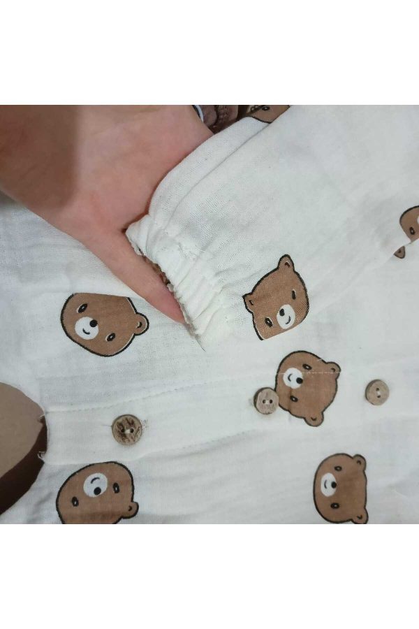 Erkek Bebek Ayıcıklı Muslin 10'lu Hastane Set - Görsel 4