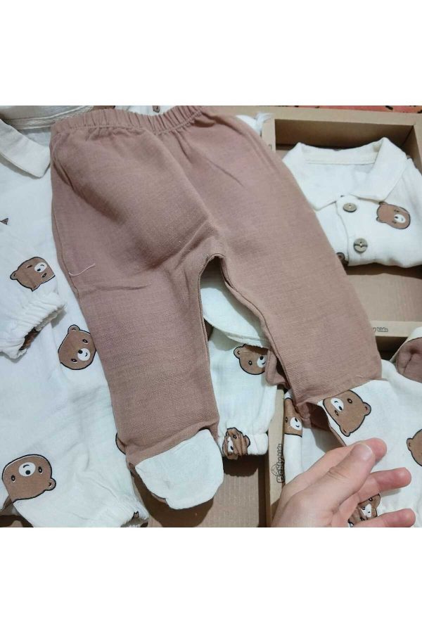 Erkek Bebek Ayıcıklı Muslin 10'lu Hastane Set - Görsel 5