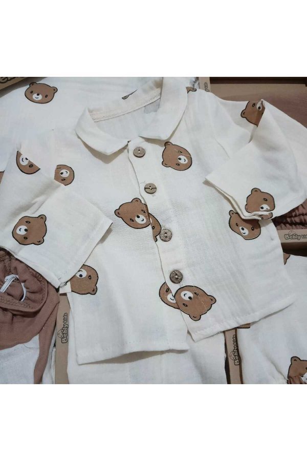 Erkek Bebek Ayıcıklı Muslin 10'lu Hastane Set - Görsel 6