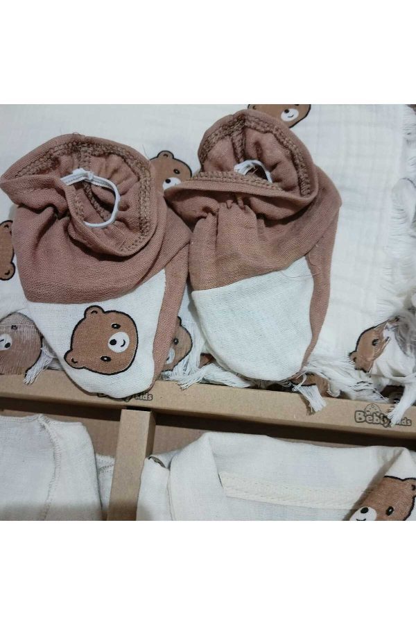 Erkek Bebek Ayıcıklı Muslin 10'lu Hastane Set - Görsel 7