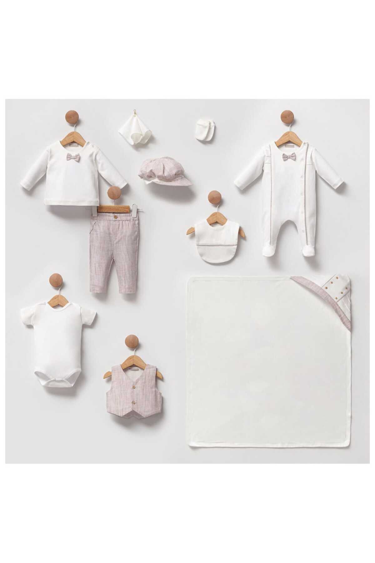 Erkek Bebek Papyonlu 10'lu Hastane Çıkış Set